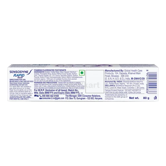 sensodyne rapid relief paste 80 gm